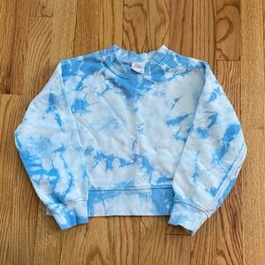 Zara Light Blue Tie-Dye Crewneck Sweatshirt